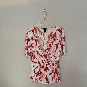Ann Taylor Factory Red and White Floral Blouse